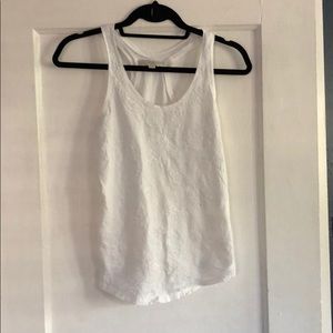 LOFT WHITE racer back embroidered tank top